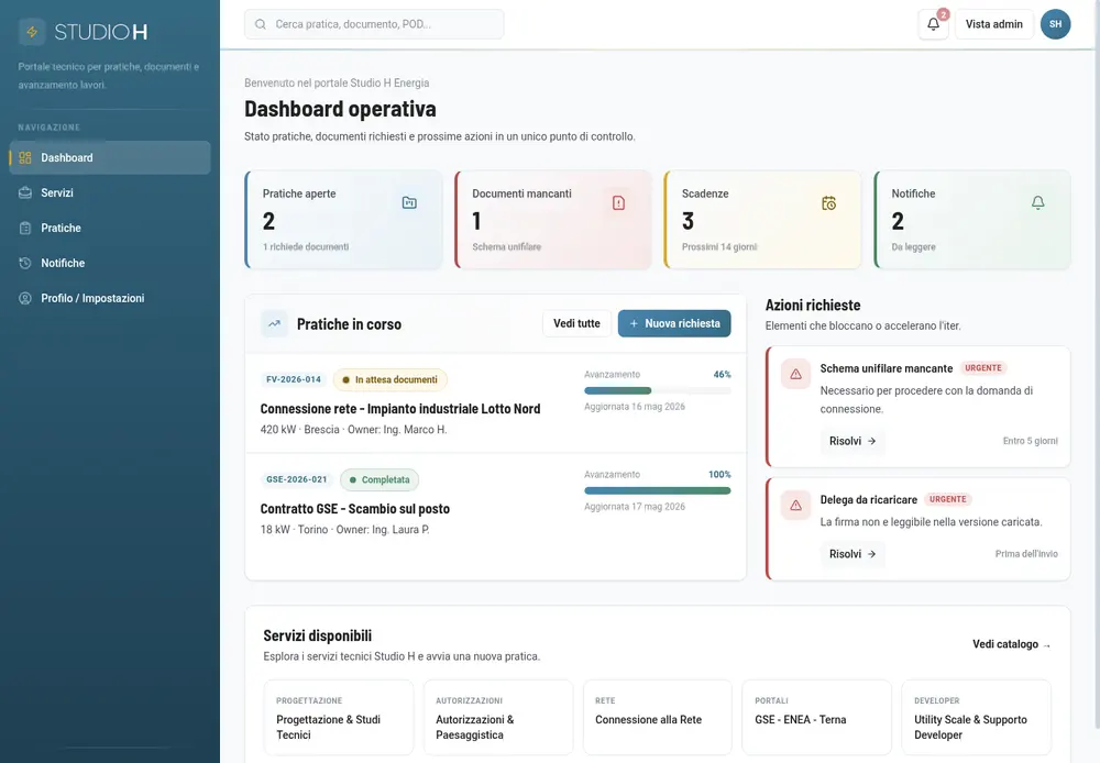 Anteprima Studio H Energia Dashboard